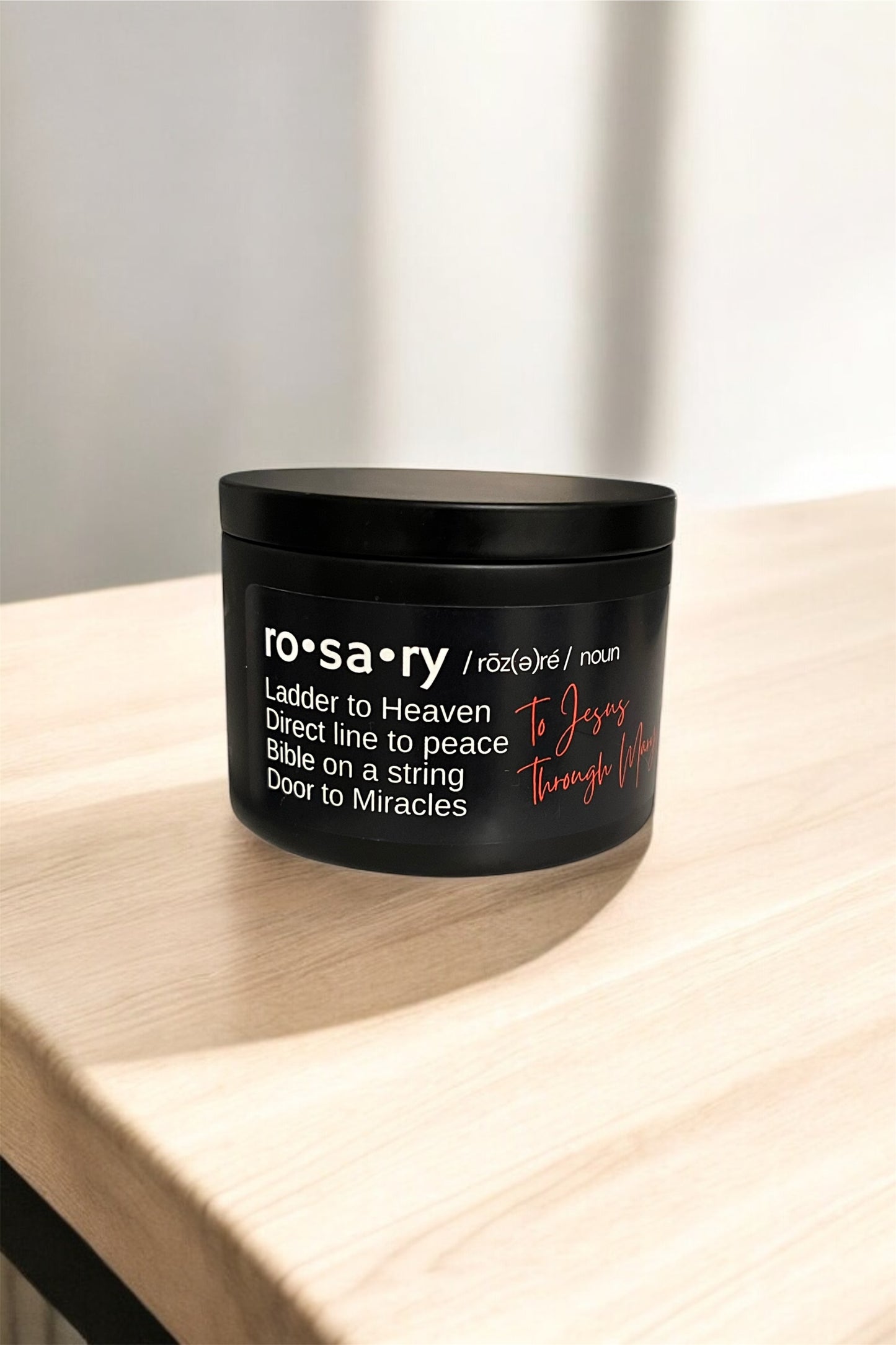 Rosary Black Tin