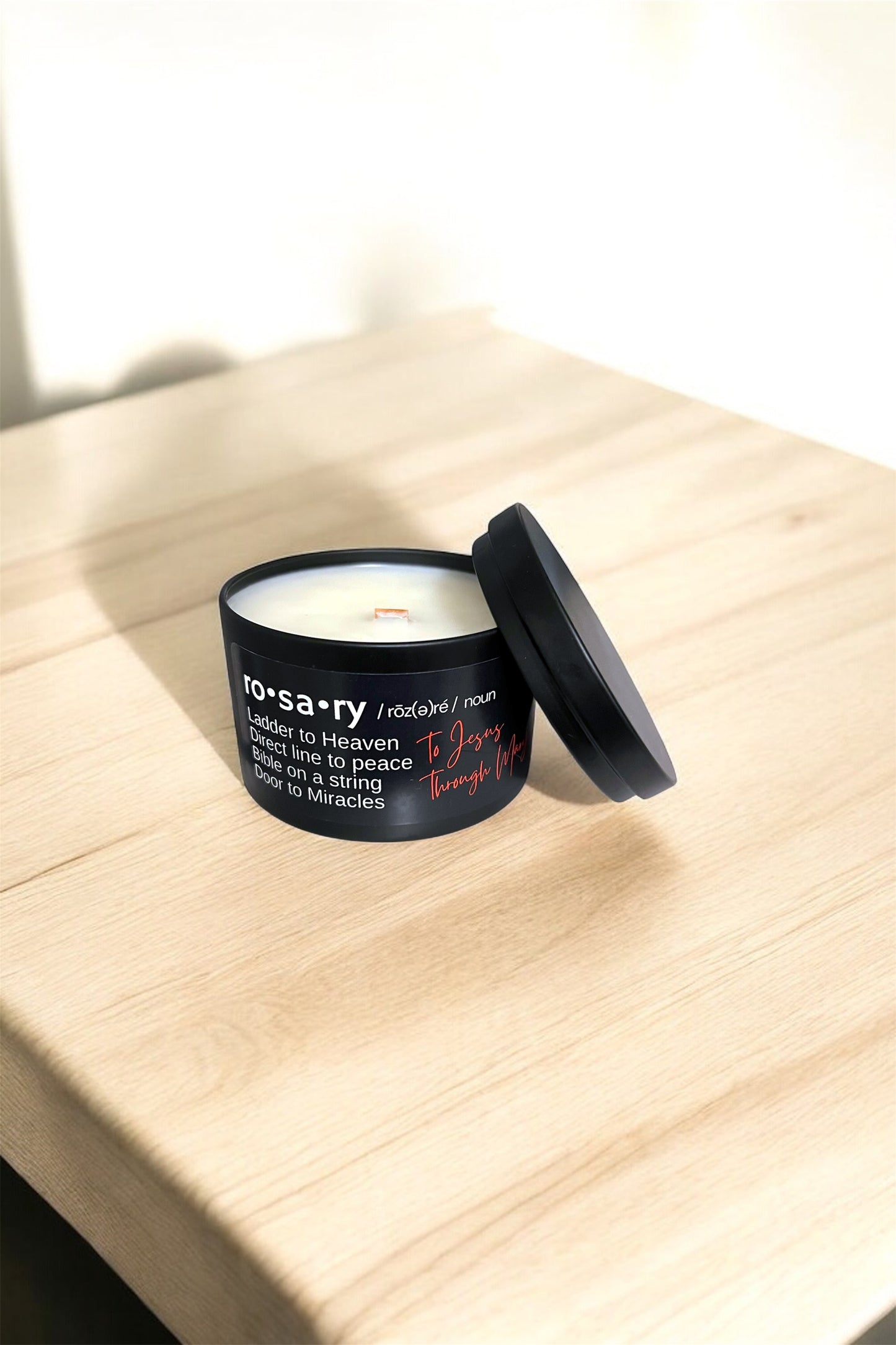 Rosary Black Tin