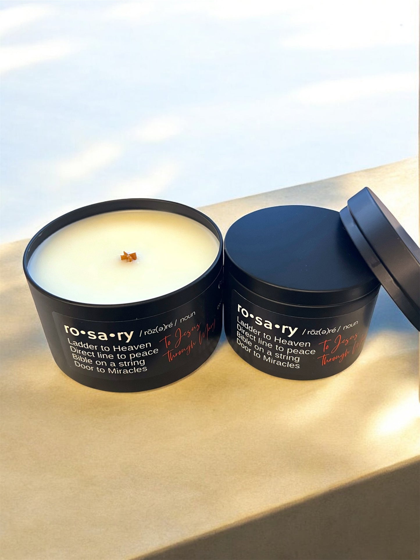 Rosary Candle Large Black Tin