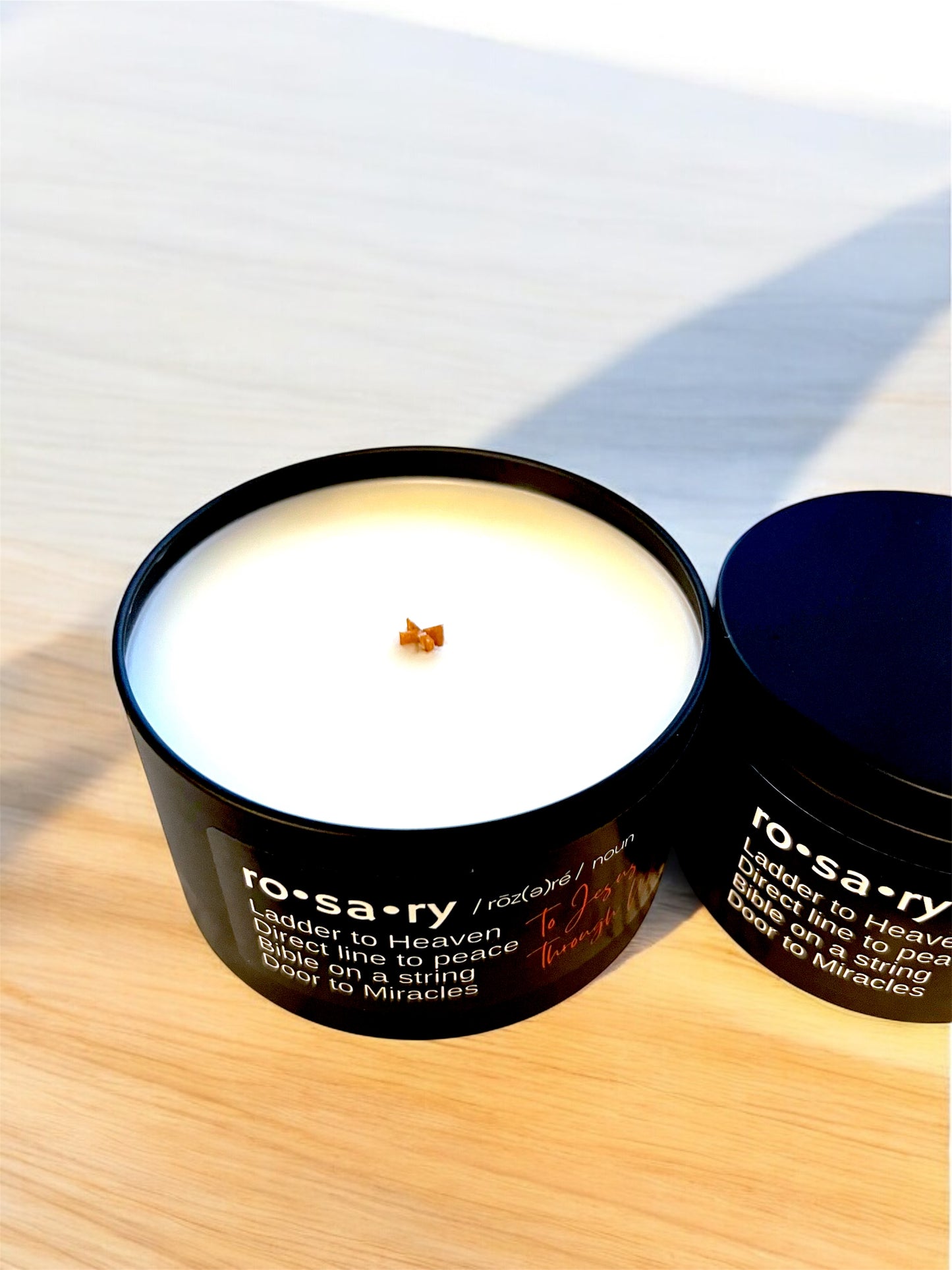 Rosary Candle Large Black Tin