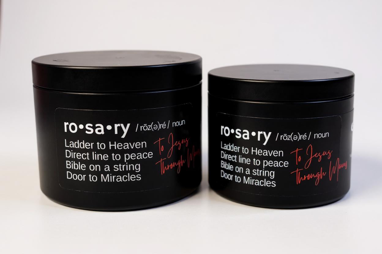 Rosary Candle Large Black Tin