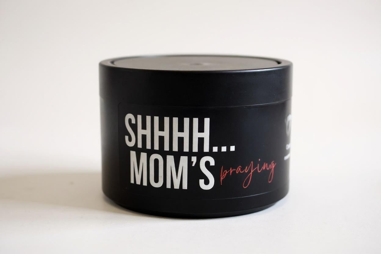 Shhhhhh Moms Praying Large Black Tin