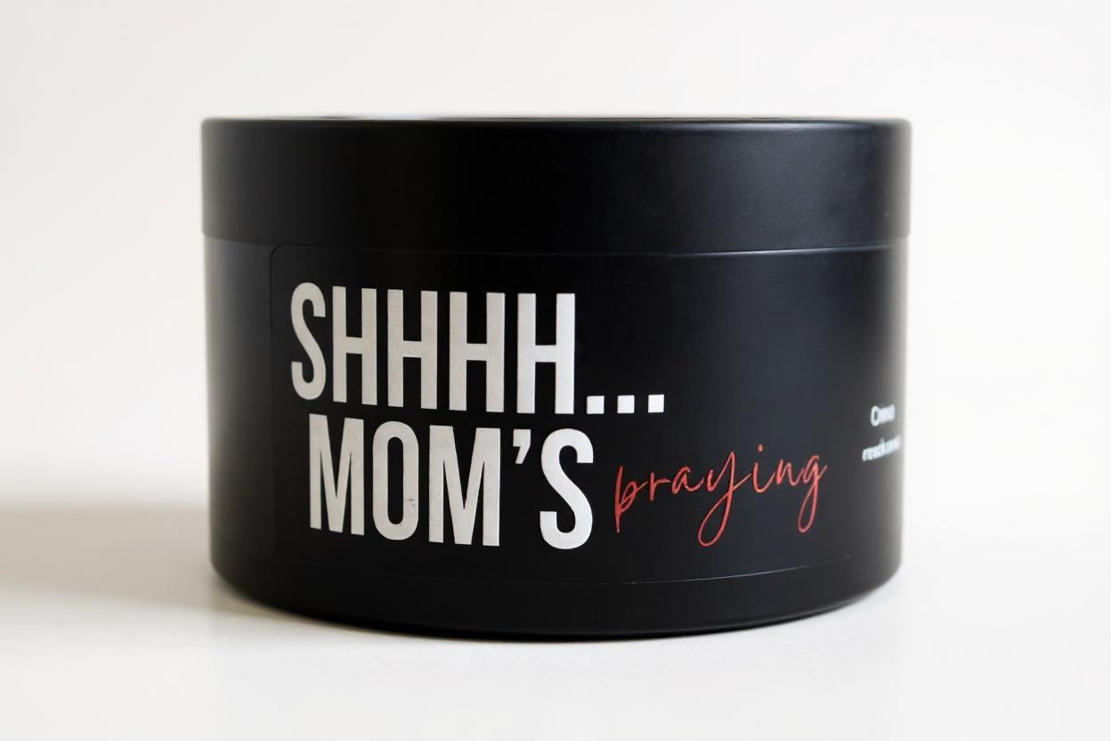 Shhhhhh Moms Praying Large Black Tin